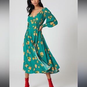 Free people Floral Green Maxi Dress